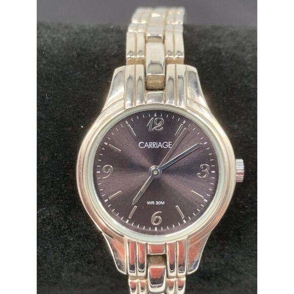 Carriage Ladies WR 30M Analog Watch 7" Sliver Tone Metal NEW Battery - Picture 2 of 4